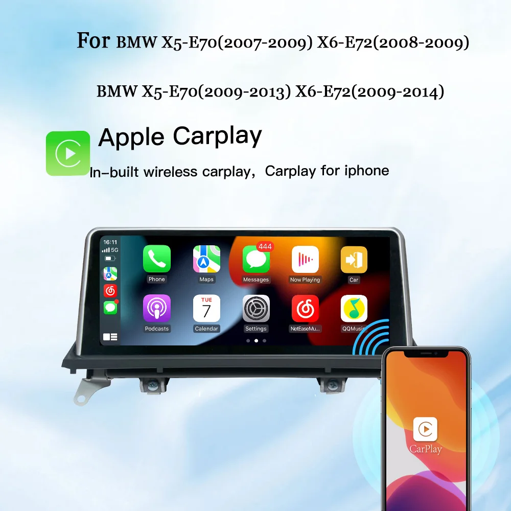 Hualingan Touch Screen Da 10.25 Pollici Per Bmw X5 X6 E70 E71 Cic Unità Principale Di Navigazione Android Stereo Upgrade Radio Full Apple Carplay