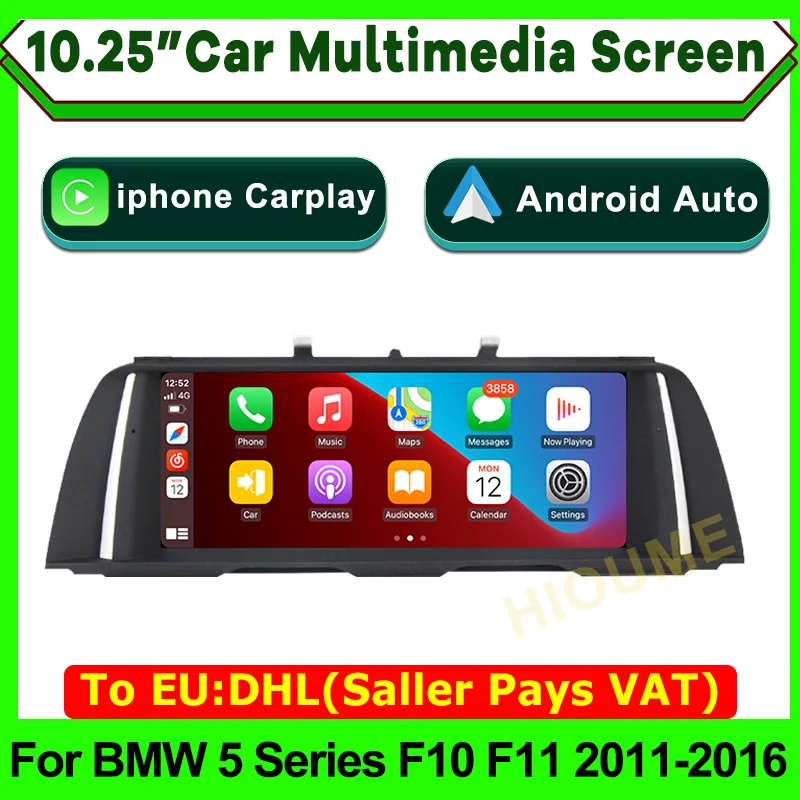 10.25 Pollici Auto Multimedia Wireless Apple Carplay Android Auto Per Bmw Serie 5 F10/F11/520 (2011-2016) Originale Cic/Nbt