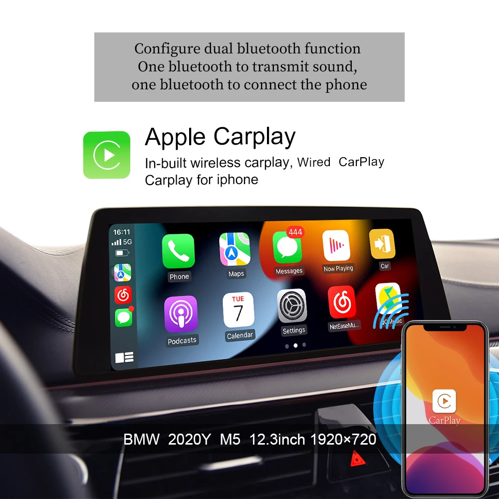 Hualingan 128G Per Bmw Android 11 Car Ai Box Evo Mgu Idrive 6.0 Idrive 7.0 Carplay Ai Box Android Auto Wireless Apple Carplay