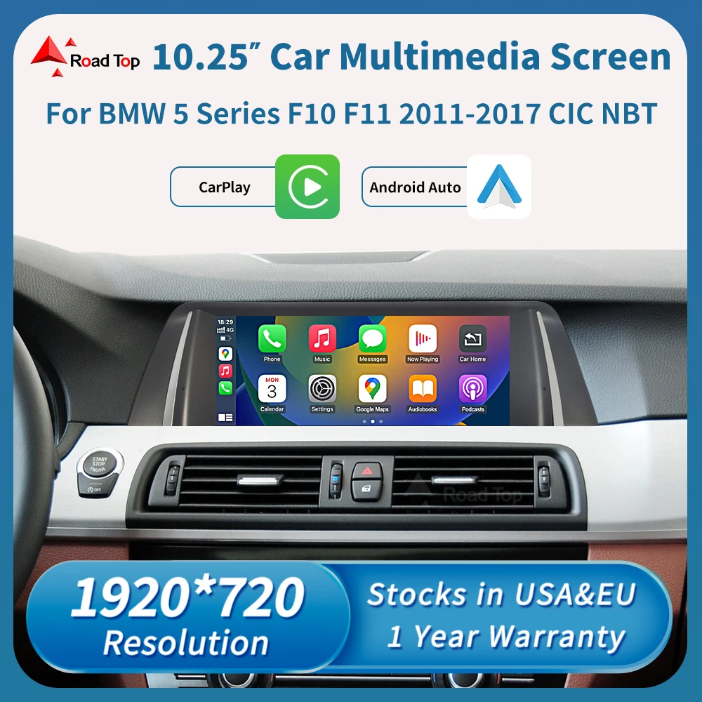 10.25 ''Wireless Apple Carplay Android Auto Car Multimedia Display Screen Per Bmw Serie 5 F10/F11 2012-2016 Cic Nbt Head Unit