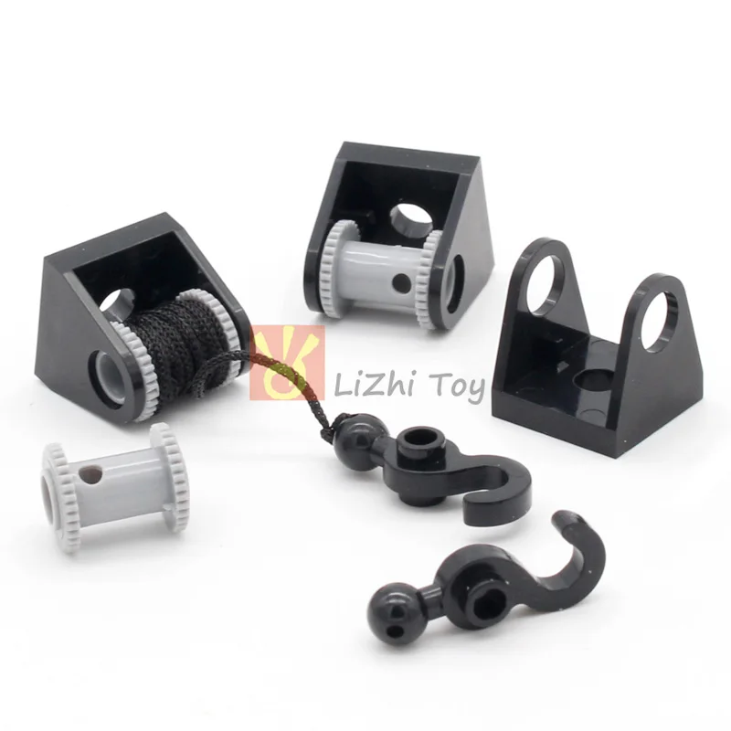 Building Blocks Bricks String Reel 2X2 Drum Holder High-Tech 2584 2585 Compatibile Con Hook Tow Ball 30395 Engineering Machinery
