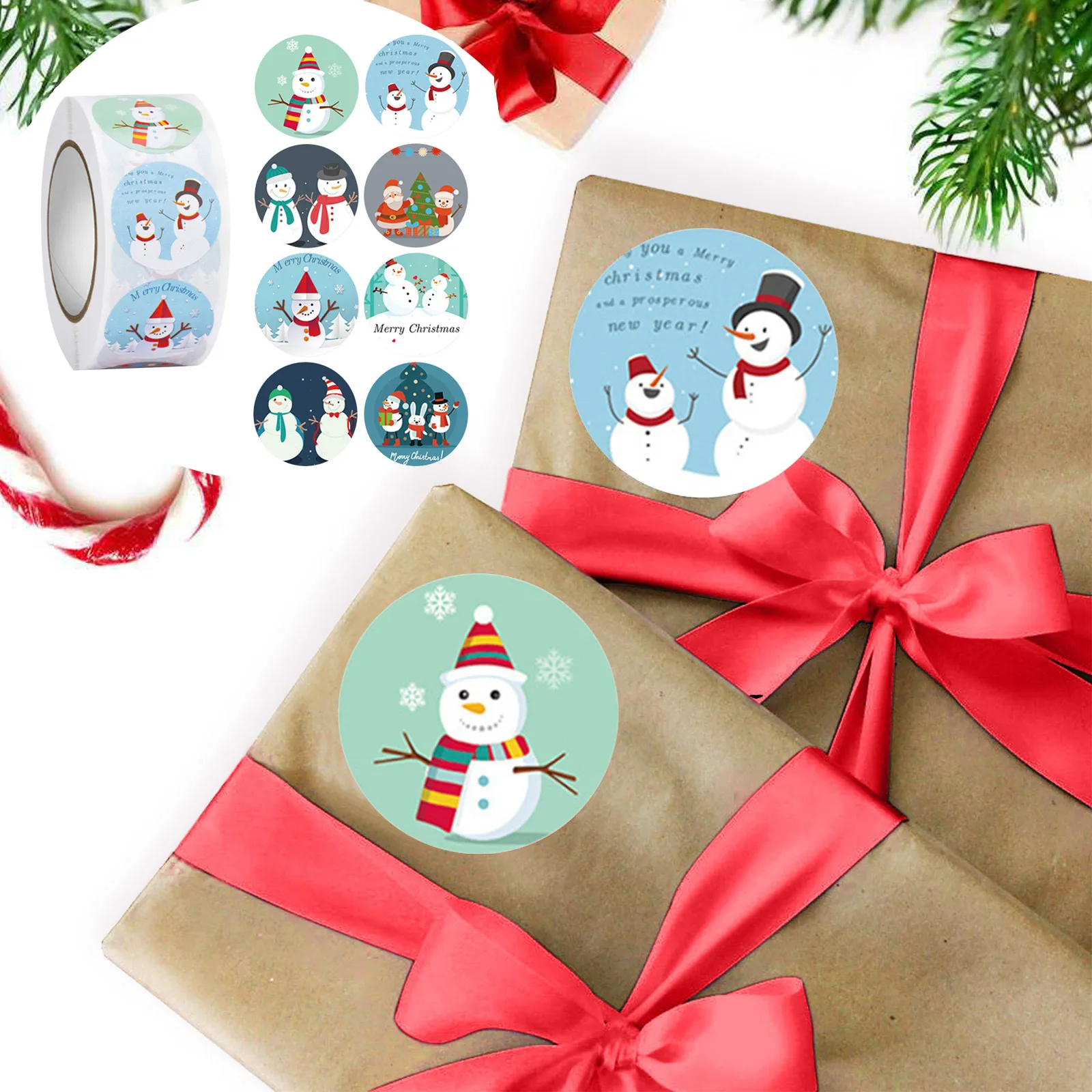 Navidad Decorazioni Natalizie Per La Casa 1 Rotolo 500 Post Kerst Xmas Babbo Natale Adesivi Per Bambini Decalcomanie Natale Alambiculaw-Maut-Di Marmo 