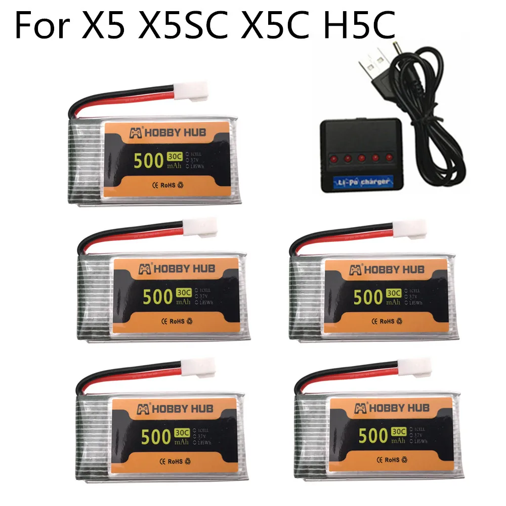 3.7 V 500 Mah 30C Lipo Batteria Con Il Caricatore Per Syma X5 X5C X5Sc X5Sw M68 Cx-30 H5C 905 Quadrocopter 3.7 V Li-Po Battery 802540