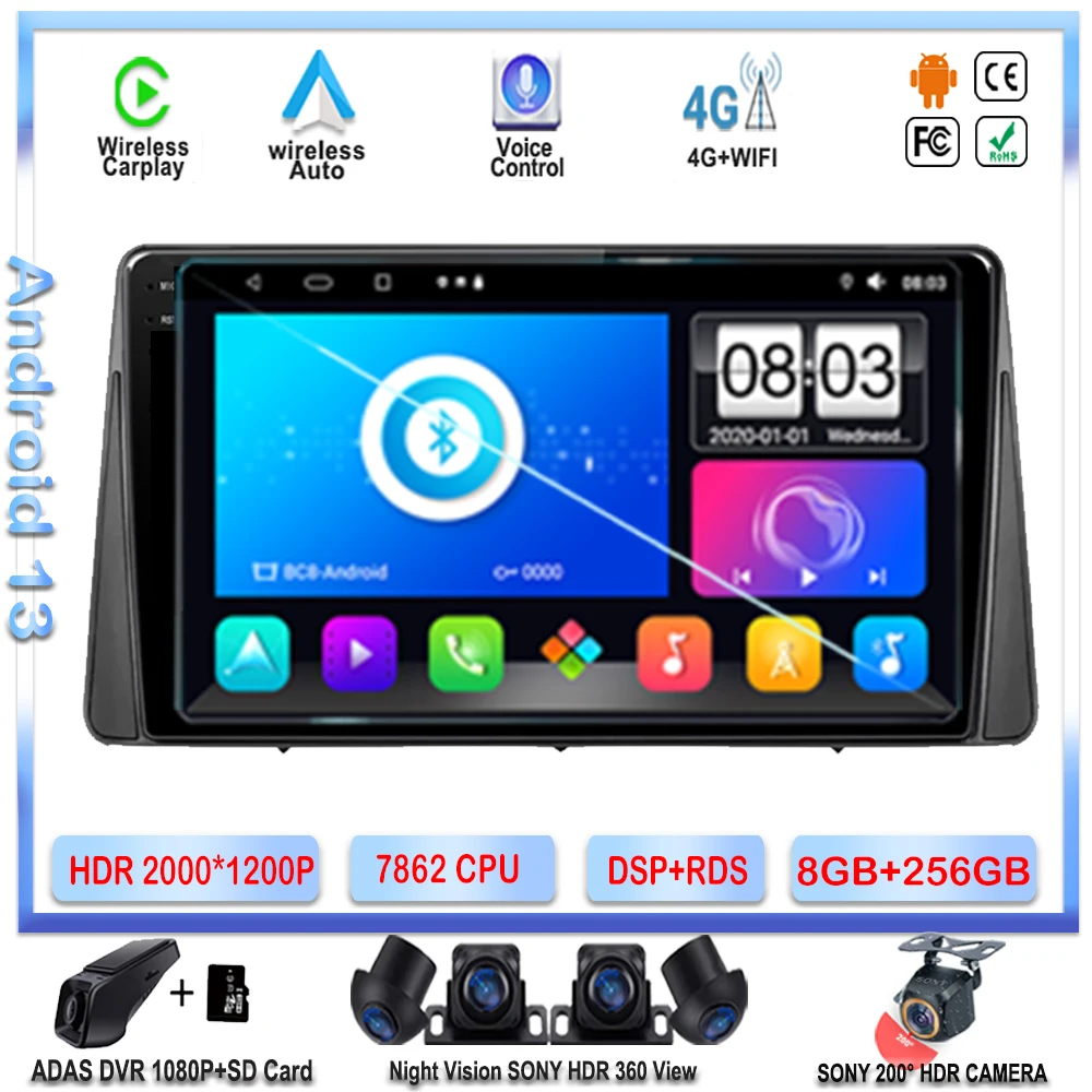 7862 Cpu Android Per Ford Focus 2019 Lettore Multimediale Stereo Head Unit Auto Radio Stereo Head Unit Navigazione Gps Dashcam Wifi