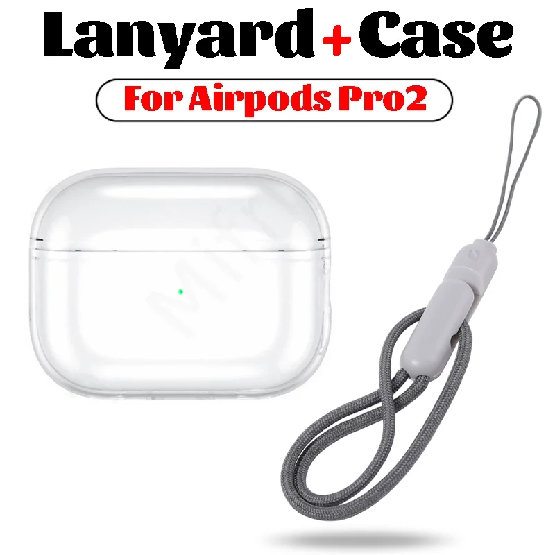 Per Airpods Pro 2 Lanyard Clear Case Soft Tpu Airpod Pro 2 Custodia Trasparente Per Bambini Per Apple Airpods Pro 2 Cover Capa Fundas
