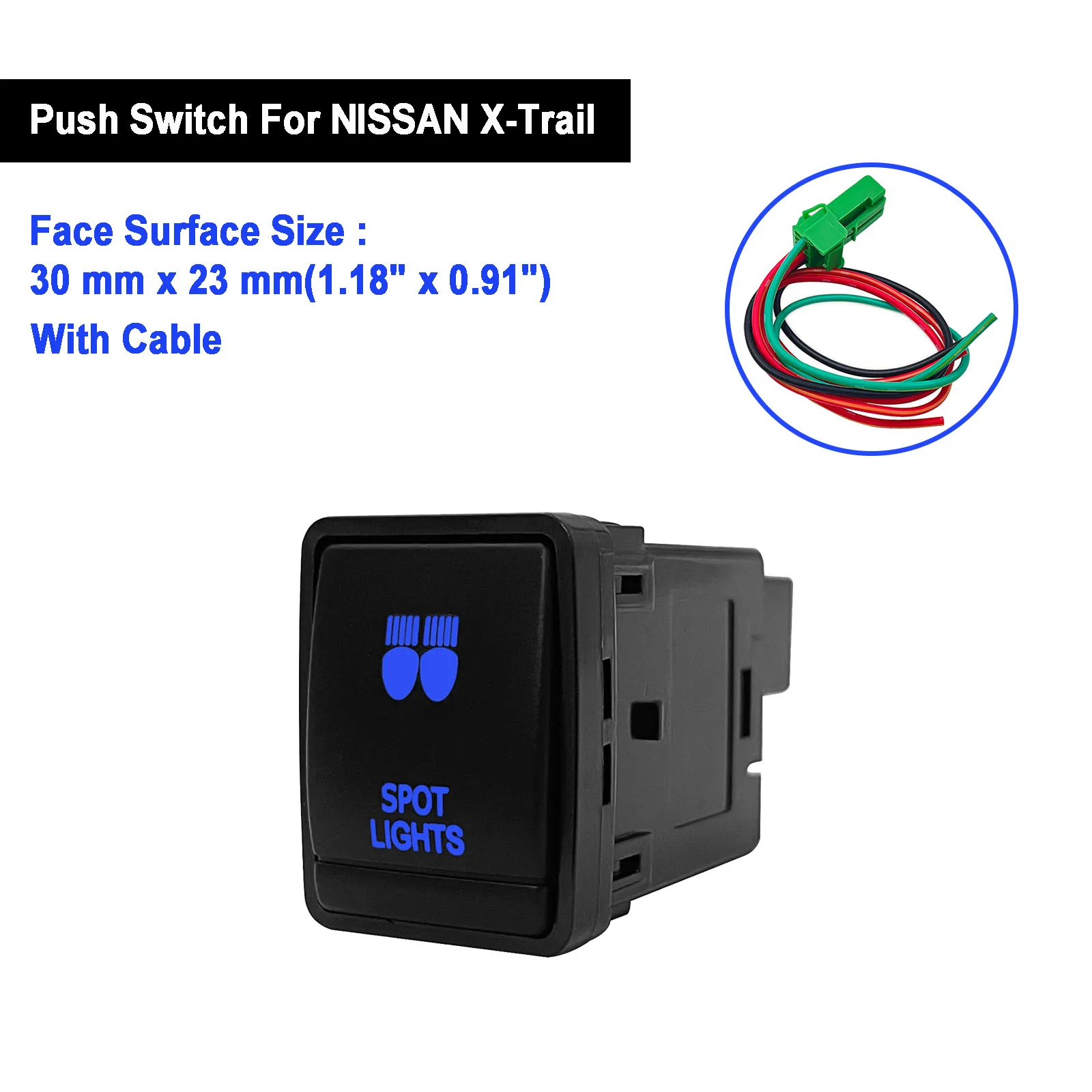 Luci Spot A Led Blu On Off Interruttore A Pulsante Con Cavo 12V Per Nissan Navara Np300 Rogue Pathfinder X-Trail Accessori Per Auto