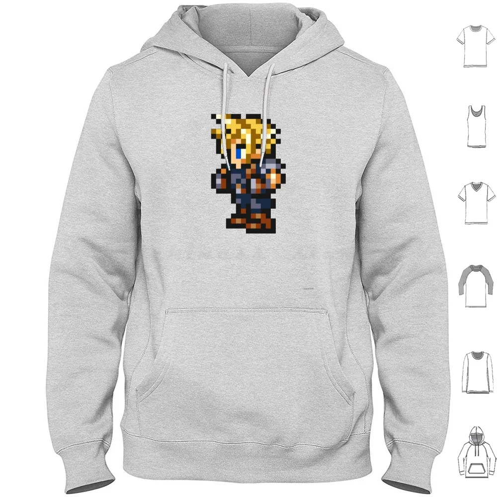 Felpa Con Cappuccio Cloud Sprite Cotone Manica Lunga Final Fantasy Record Keeper Ffrk Ff7 Vii Sprite Sprites Pixel 8 Bit 8Bit 8 Bit Retro