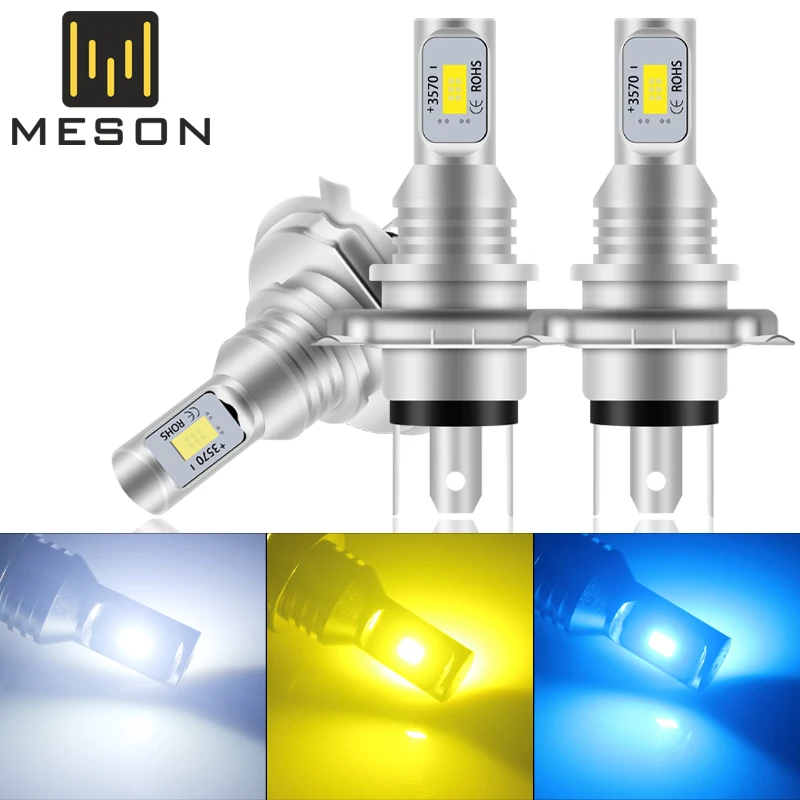 1Pc H4 H8 H11 Fendinebbia Hb3 9005 Hb4 Led Csp 2 Lampade Smd Per Auto Mini Lampadine Per Fari Super Bright 8000K 3000K Auto 12V