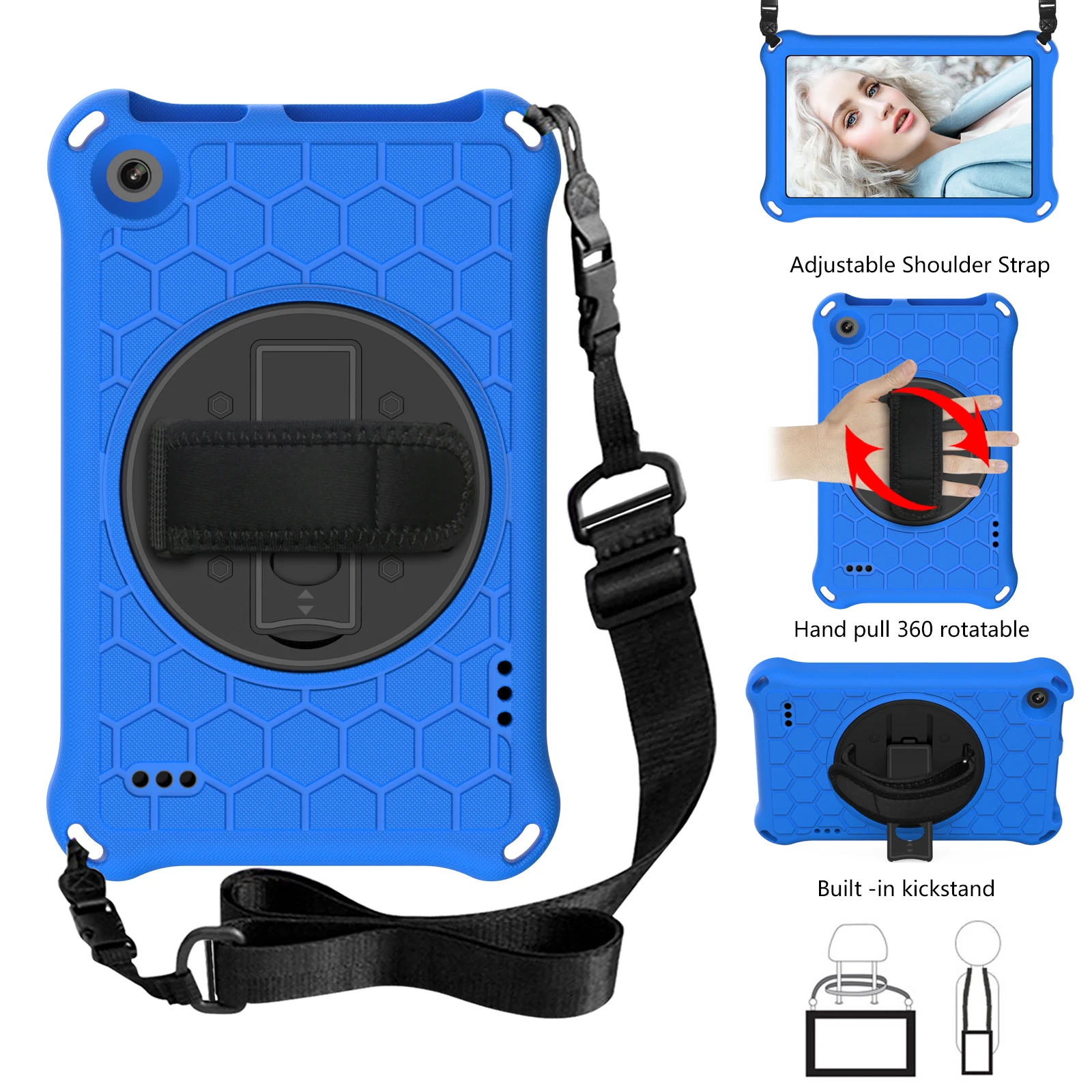 Custodia Per Amazon Kindle Fire 7 2015 2017 2019 Cover 360 Rotazione Cinturino Per Bambini Compresse Antiurto Coque Per Amazon Fire 7 Funda