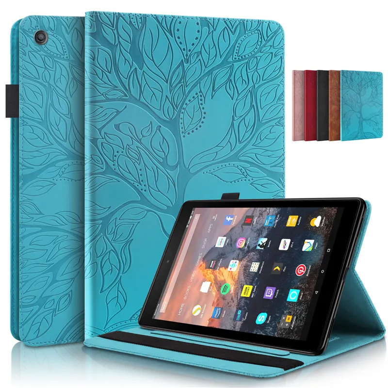 Albero 3D In Rilievo Per Amazon Fire Hd 10 Custodia 2021 2019 Custodia In Pelle Pu Flip Per Amazon Fire Hd 10 Plus 2021 Custodia Tablet Cover