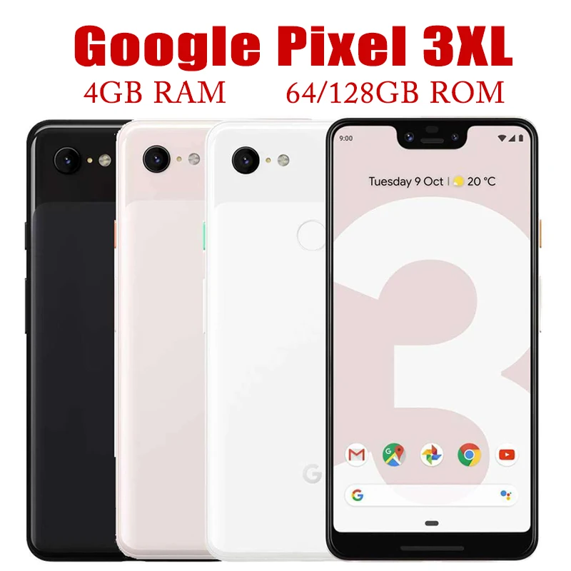 Google Pixel 3 Xl Smartphone 6.3 "Qualcomm 845 Doppia Fotocamera Frontale 4Gb Ram 64Gb/128Gb Rom Mobile Sbloccato Telefono Cellulare Originale Wifi