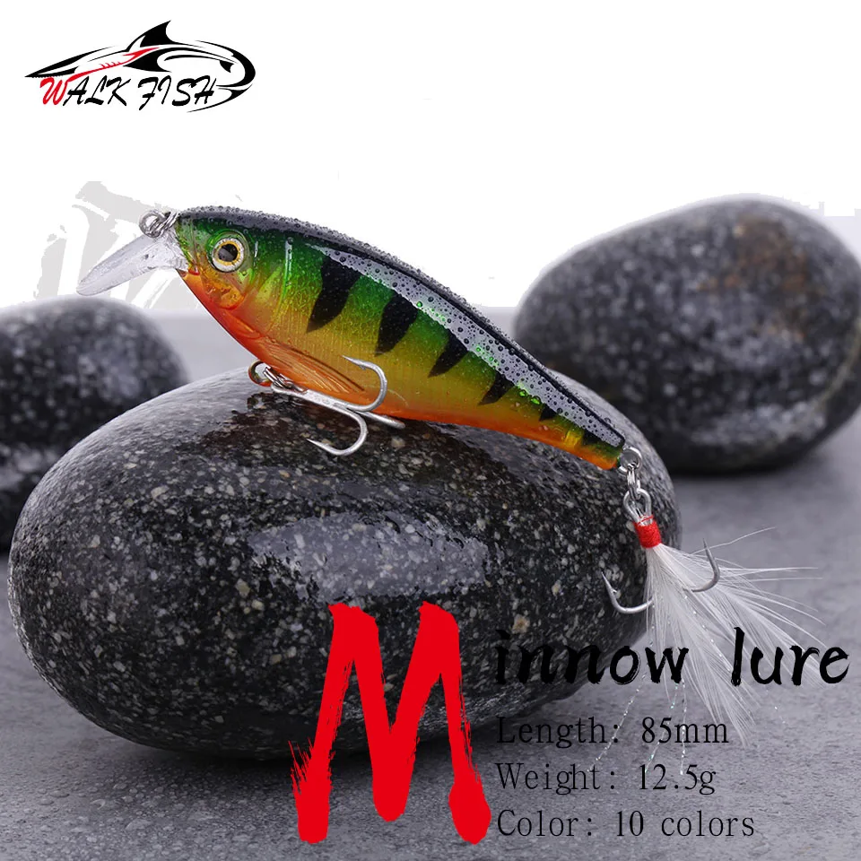 Walk Fish 1 Pz Minnow Fishing Lure 12.5G/8.5Cm Tackle Bass Fishing Lures Traina Fish Lure Articulos De Pesca Isca Artificiale
