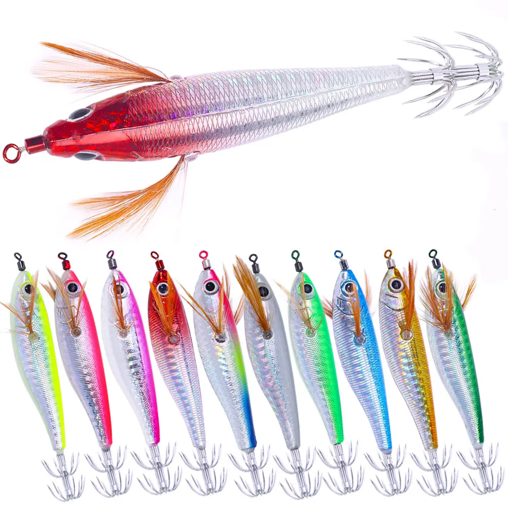 Egl Squid Hooks Squid Traina Lure Plastica Artificiale Squid Hook Sea Boat Fishing Seppie Bait Luminoso 10.3Cm/9.4G