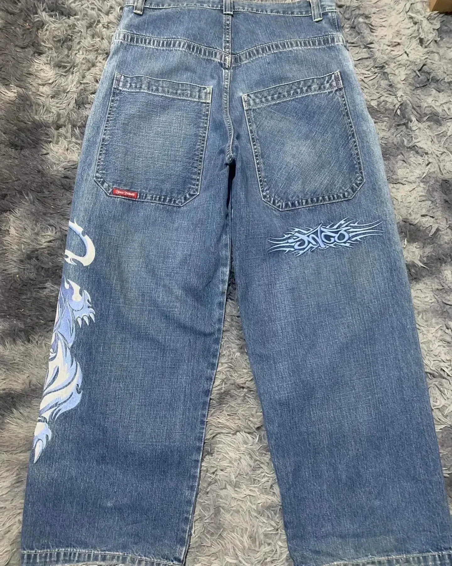Street Popular Jnco Tiger Jeans Ricamati Da Uomo Y2K New Harajuku Jeans Larghi Casual Lavati Coppie Joker Pantaloni A Gamba Larga Dritti