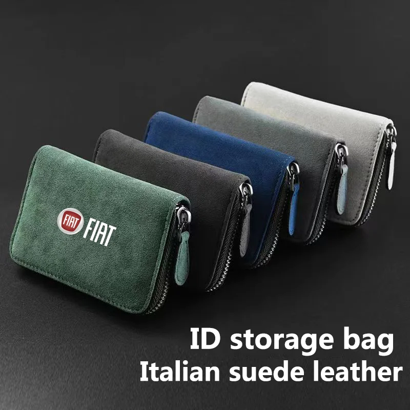 Scatola Portaoggetti Portatile In Pelle Scamosciata Borsa Porta Carte D'Identità Per Patente Di Guida Per Fiat Punto 500 Panda Abarth Tipo In Fibra Di