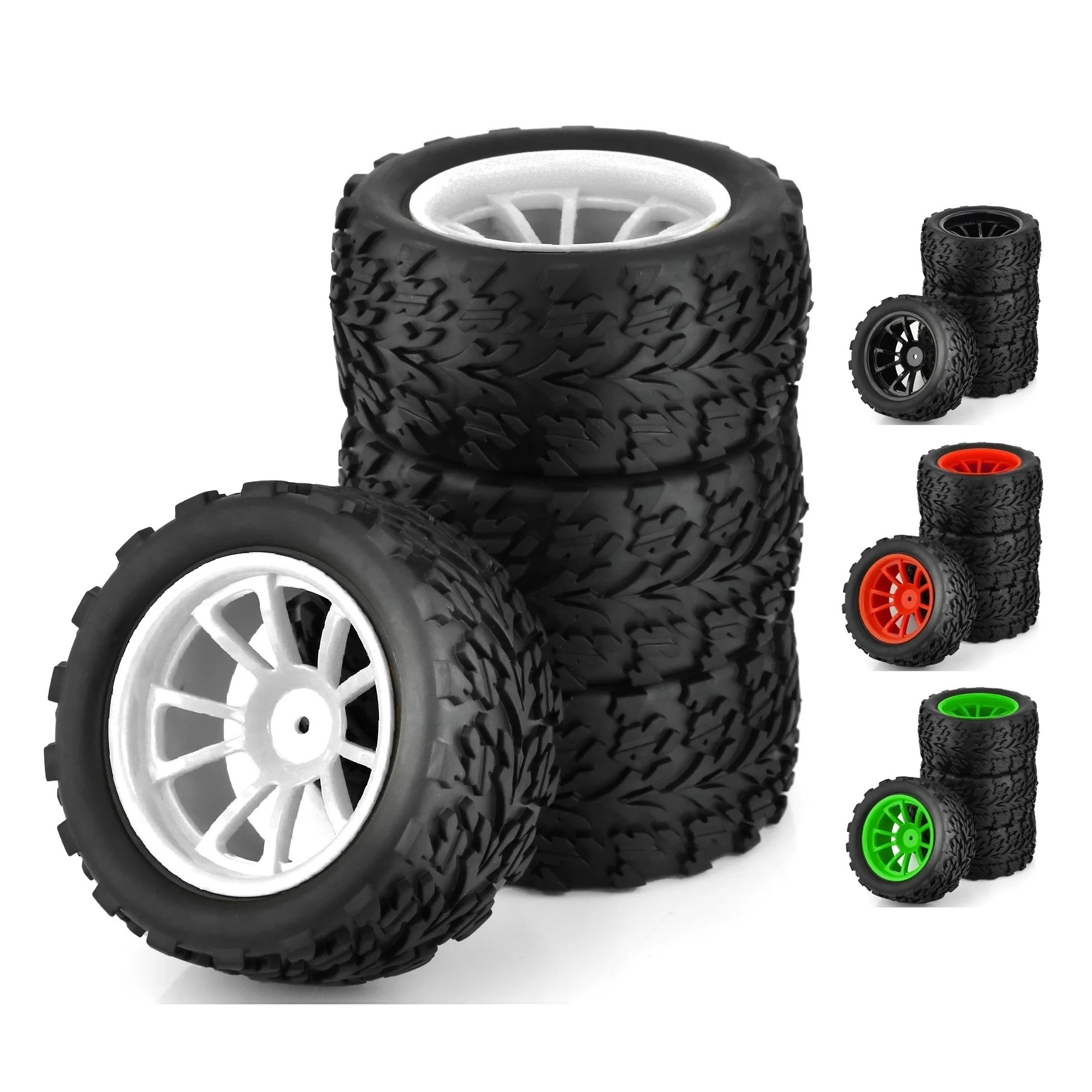 4 Pz 118Mm 1/10 Rc Monster Truck Buggy Pneumatico Pneumatico Ruota Schiuma Inserti 12Mm Esagonale Per Traxxas Arrma Redcat Hsp Hpi Flux Tamiya Kyosho