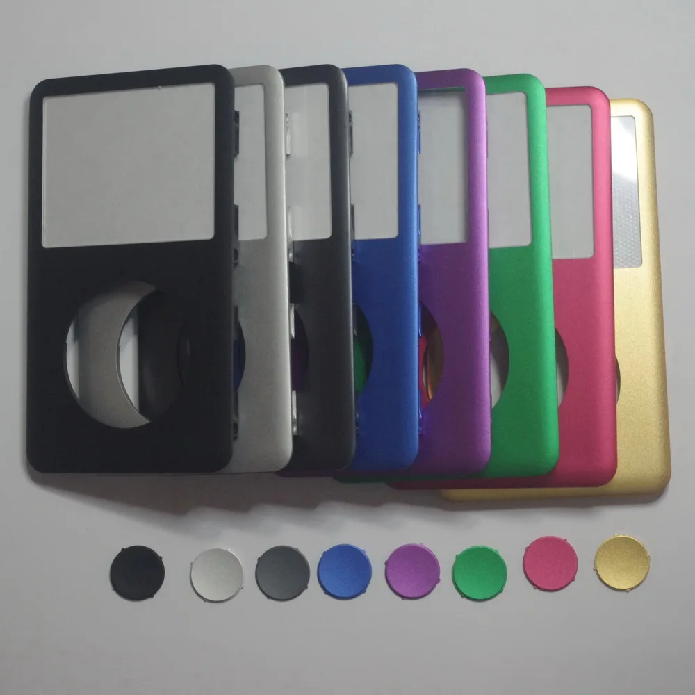 Per Ipod 6Th Classic Gold Black Silver Grey Aqua Red Light Purple Green Blue Front Cover Pannello In Metallo Con Finestra In Vetro A Bottone