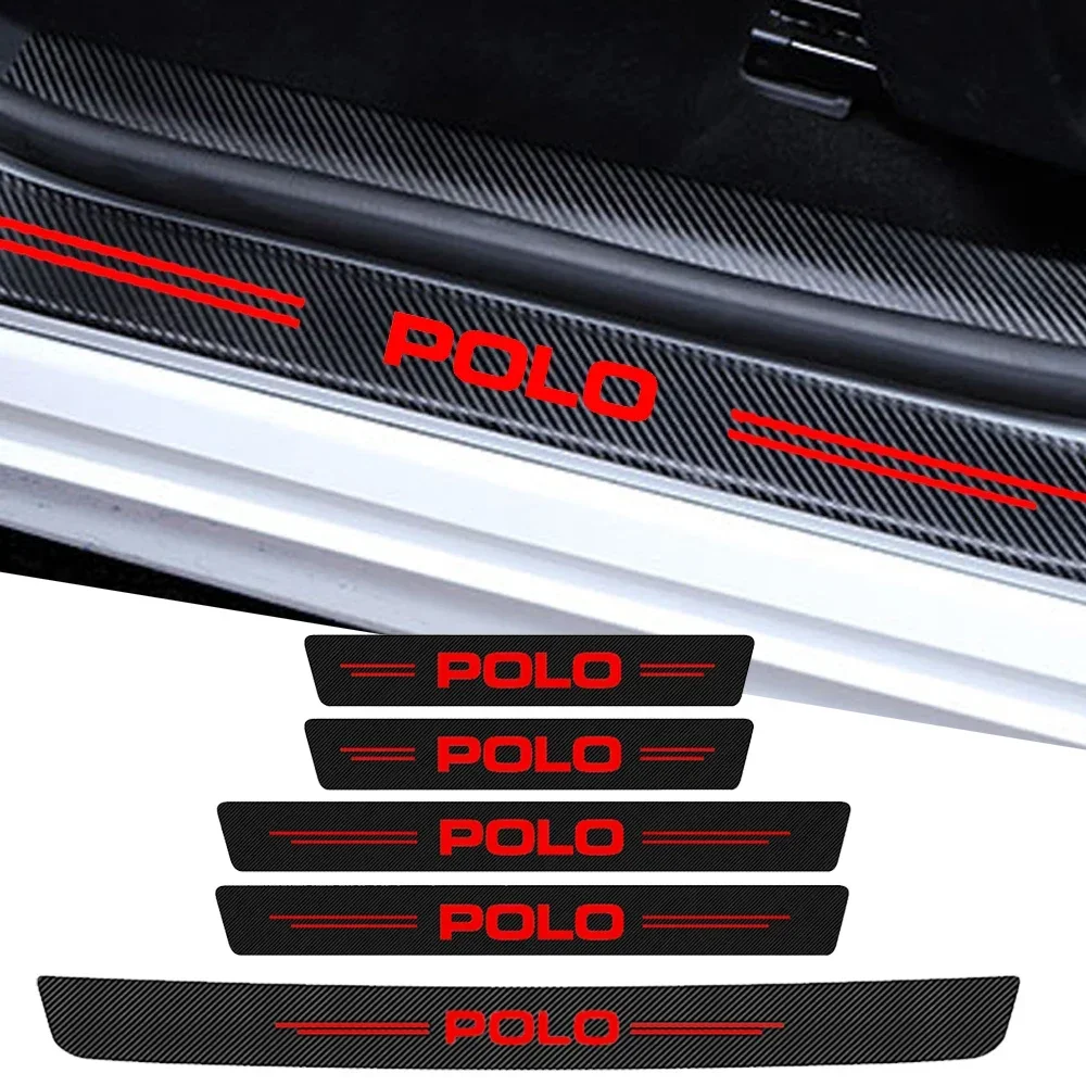 Per Volkswagen Vw Polo Logo 6R 6N 6 N2 6C 9N 9 N3 Rline R Line Golf Gti Car Trunk Bumper Door Sill Scuff Plate Adesivi Protettivi