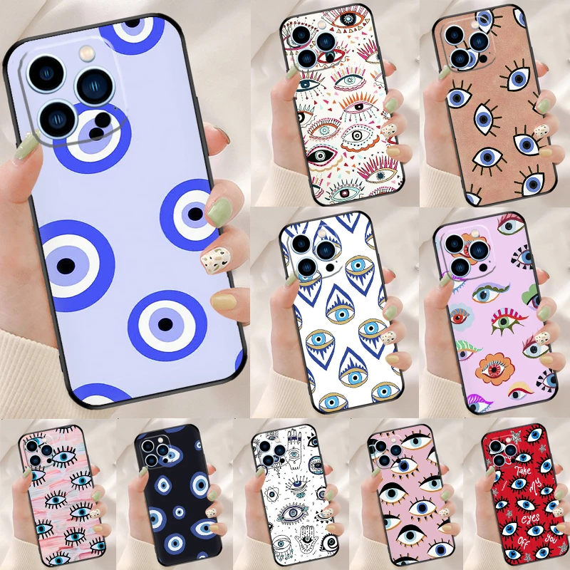 Custodia Con Stampa Lucky Eye Blue Evil Eye Per Iphone 15 14 Xr X Xs Max 7 8 Plus Se2 11 12 13 Pro Max Custodia Per Cellulare Coque