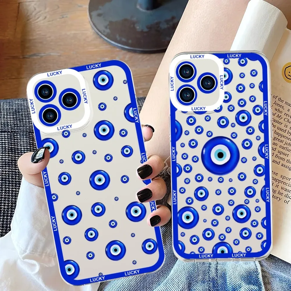 Custodia Per Telefono Con Stampa Lucky Eye Blue Evil Eye Per Iphone 11 12 Mini 13 14 Pro Max Custodia Trasparente