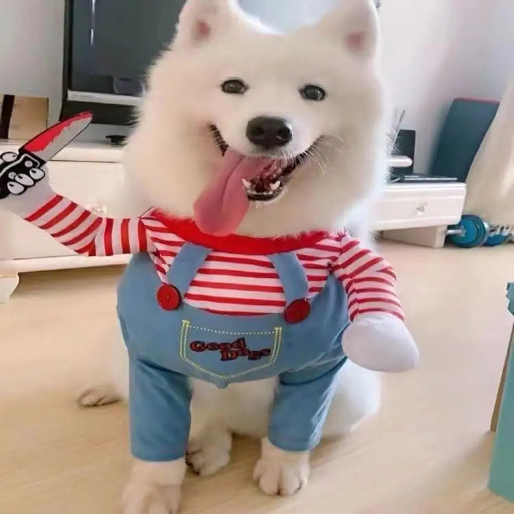1 Set Pet Cosplay Costume Chucky Deadly Doll Cosplay Party Dog Clothes Versatile Confortevole Costume Da Cane Di Halloween