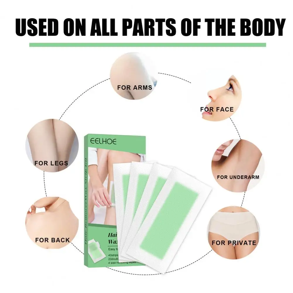 Professionale Estate Greenhair Removal Double Sided Cold Wax Strips Paper Per Leg Body Face Epilator Set