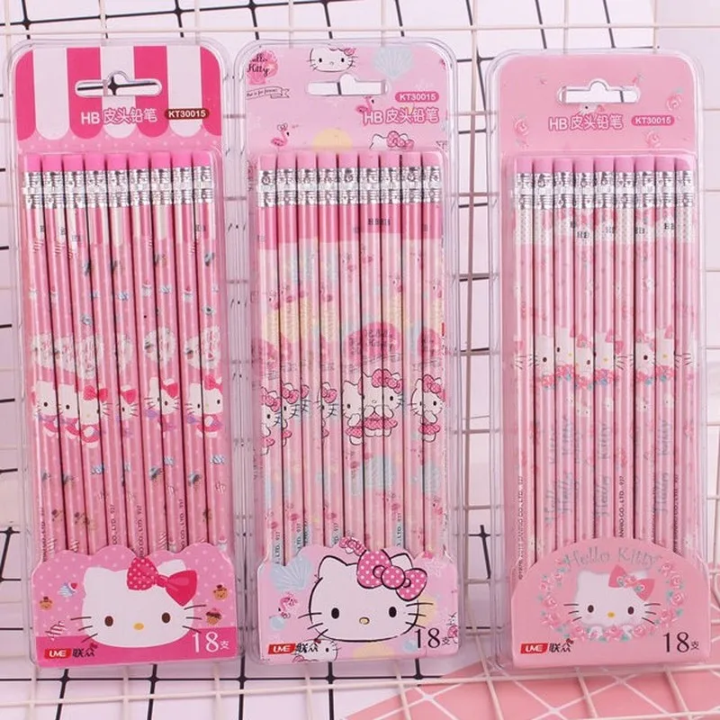 Kawaii Sanrio Hello Kitty Hb Gomma Da Cancellare In Legno Cartoon Animation Bambini Disegno Esame Scrittura Matita Apprendimento Cancelleria