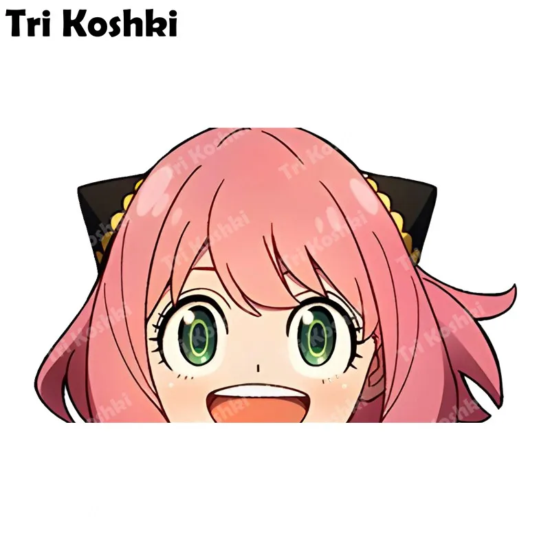 Tri Koshki Kcs552 Anime Anya Forger Peeking Spy X Family Car Sticker Decalcomanie In Pvc Sticker On Car Truck Bumper Laptop Wall Door