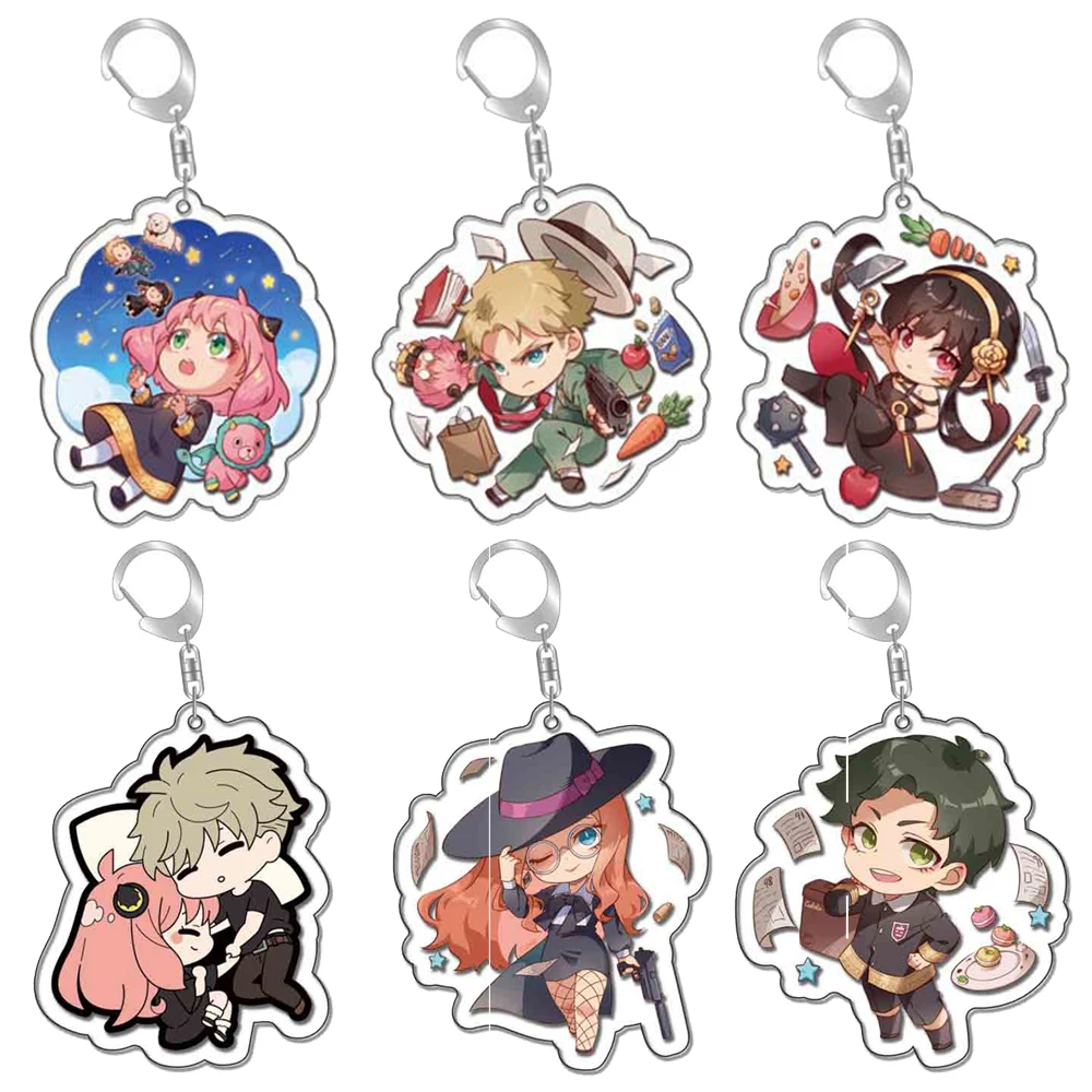 Anime Spy X Family Keychain Cute Q Version Forger Anya Yor Loid Silvia Damian Figures Portachiavi In Acrilico Borsa Ciondolo Gioielli Regali