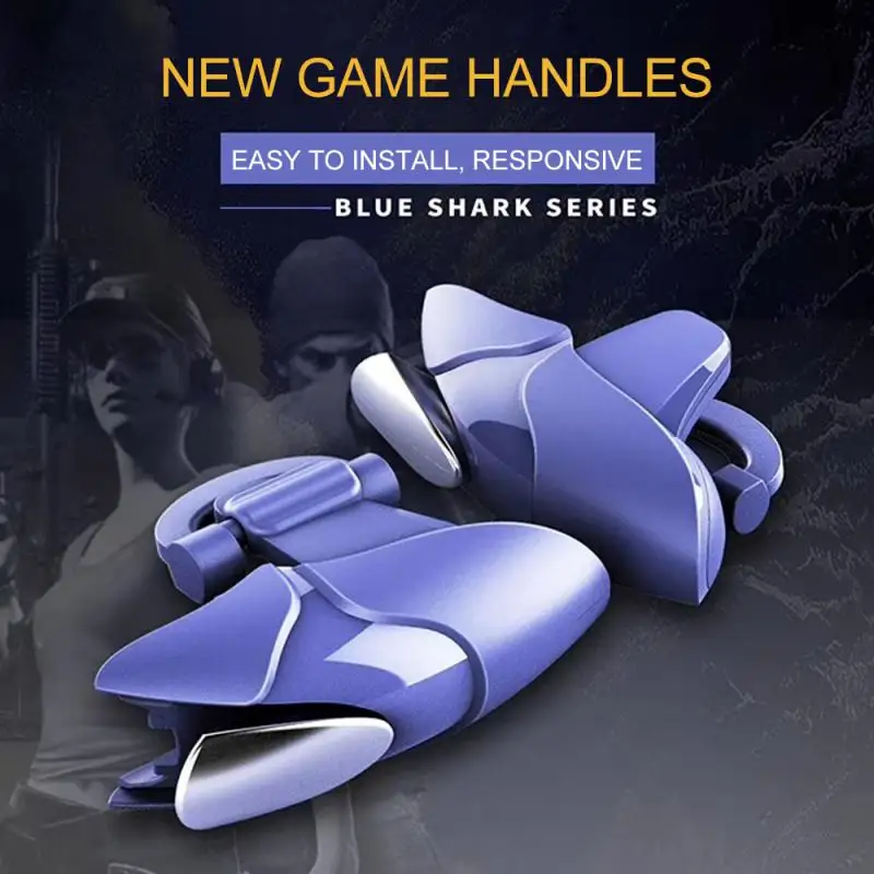 Joystick Mobile In Metallo Blue Shark Gamepad Per Pubg Mobile Gaming Trigger Pulsante Di Fuoco Aim Key L1 R1 Shooter Controller Per Iphone