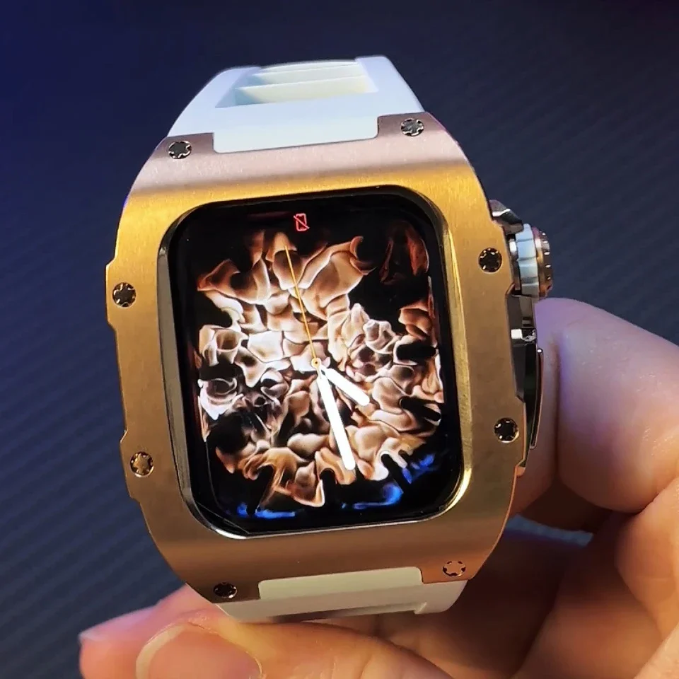 Per Iwatch S9 8 7 6 5 Series Luxury Titanium Kit Di Modifica Della Cassa In Metallo In Acciaio Inossidabile Per Cinturino Apple Watch 45Mm 44Mm