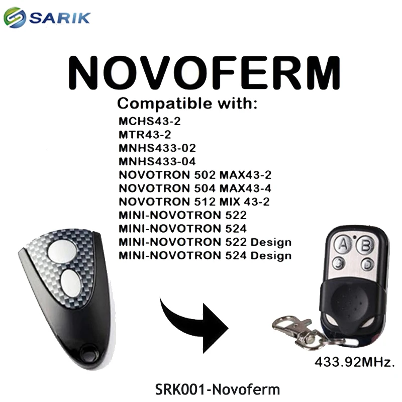 Novoferm Mnhs433-02, Mnhs433-04 A Distanza Di Controllo 433.92Mhz Rolling Code Novoferm Porta Del Garage Opener Mano Trasmettitore Chiave Fob