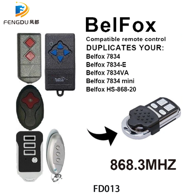 Per Belfox 7843 Belfox 7843-Mini 7834-E 7834-Va Hs-868-20 Porta Del Garage Di Telecomando Duplicatore Chiave Apri Del Cancello Di Controllo 868Mhz