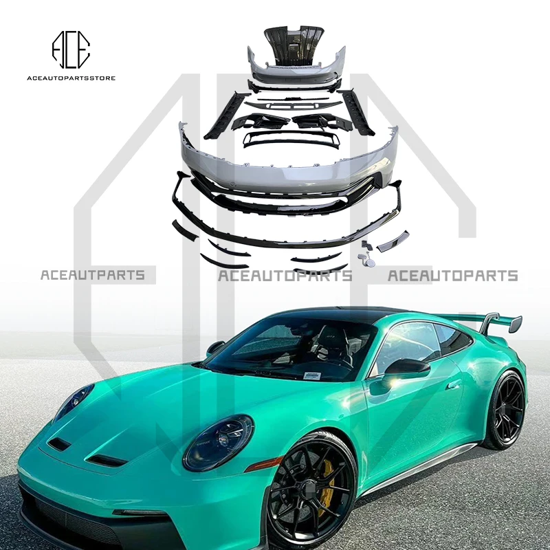 Materiale Plastico Pp Per Porsche 992 Body Kit 992 Aggiornato Gt3-Style Paraurti Anteriori E Posteriori Labbra Minigonne Laterali