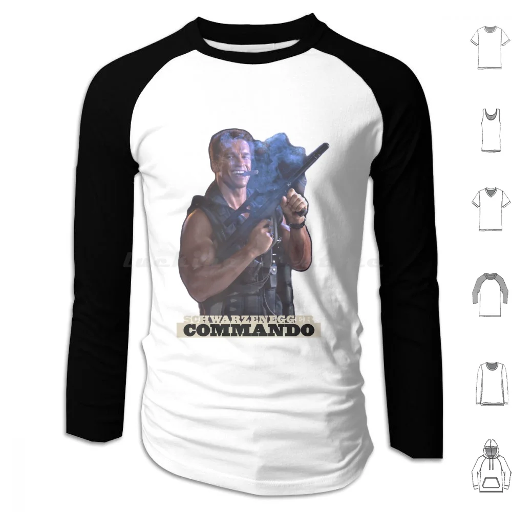Commando-John Matrix Felpa Con Cappuccio In Cotone A Maniche Lunghe Commando John Matrix Commando Militare Schwarzenegger Alexander Arnie Royal