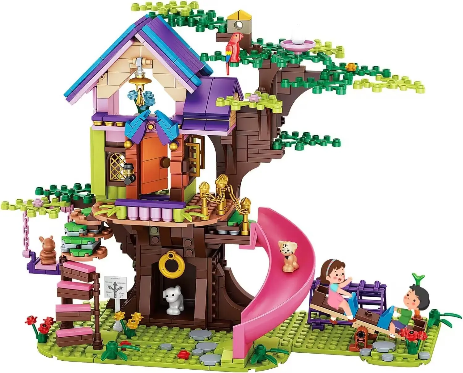 Tree House Stem Building Toy Set Di Costruzioni Creative 642Pcs Forest House Building Bricks Treehouse Con Animali Con Scatola