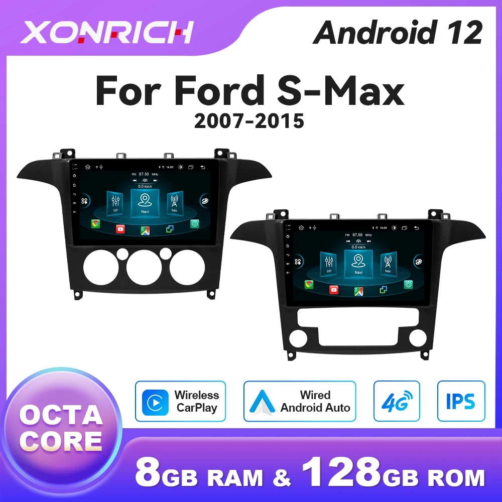 2 Din Wireless Carplay Ai Voice Android Auto Radio Per Ford S Max S-Max 2007-2015 Car Multimedia Gps Autoradio 4G Wifi Rds