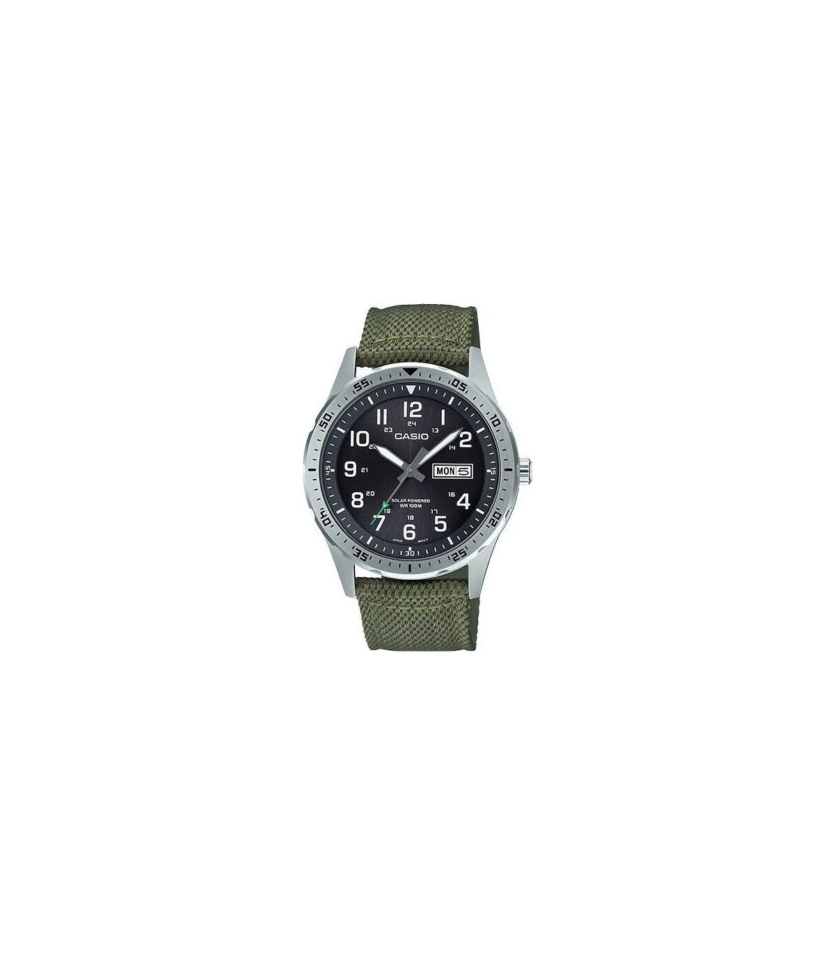 Casio Solar Sports Man Watch Mtps-120L-3A Cinturino In Tessuto Quadrante Nero 100M