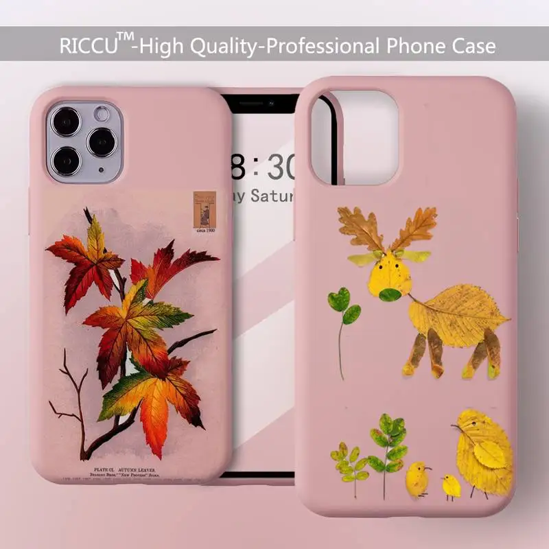 Display A Foglia Verde E Arte Per Iphone14 13 12 8 7X13 2020 Xr 11 12 Pro Mini Pro Xs Max Cover In Silicone Rosa Caramella Opaca