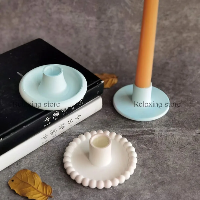 Creativo Forma Rotonda Cemento Candeliere Stampo In Silicone Decorazione Della Casa Fai Da Te Portacandele In Cemento Contenitore Stampi In Resina Epo