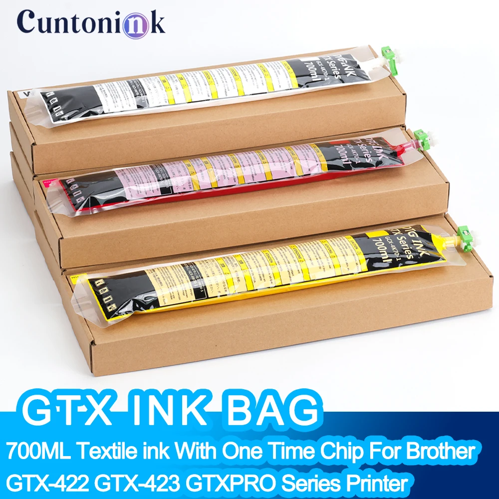 Gtx-422 Gtx-423 700 Ml/Bag Sacchetto Di Inchiostro Gtx Con Inchiostro Dtg Tessile Chip Una Tantum Per Stampante Brother Gtx-422 Gtx-423 Serie Gtxpro