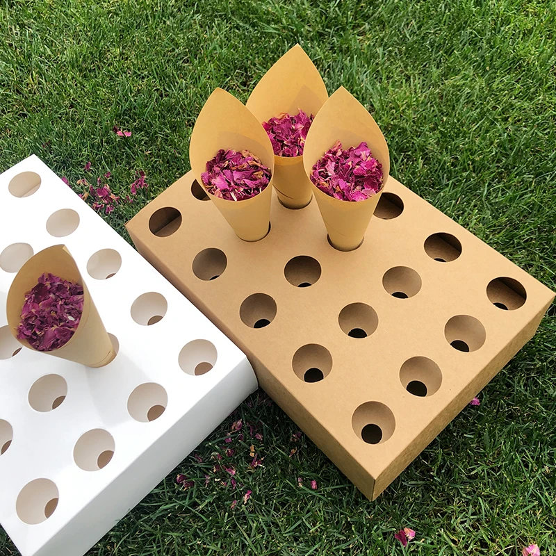 Porta Coni Di Coriandoli Feestigo Petali Naturali Porta Coni Di Coriandoli Per La Decorazione Di Nozze Poppers Per Feste Coni Stand Box Tray