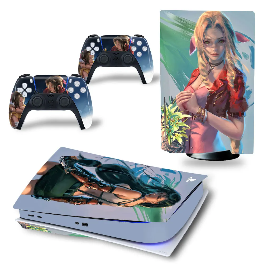 Sexy Girls Ff7Decalcomania Cover Per Console Ps5 E 2 Controller Ps5 Skin Sticker Ps5 Disk Digital Edition Skin Sticker