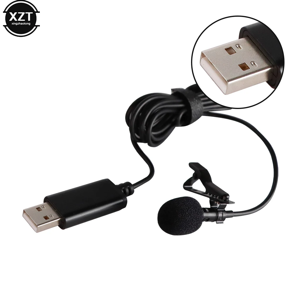 Portatile 2M Usb Lavalier Mini Microfono Condensatore Clip-On Risvolto Microfono Cablato Per Telefono Per Mac Laptop Pc Registrazione Chat