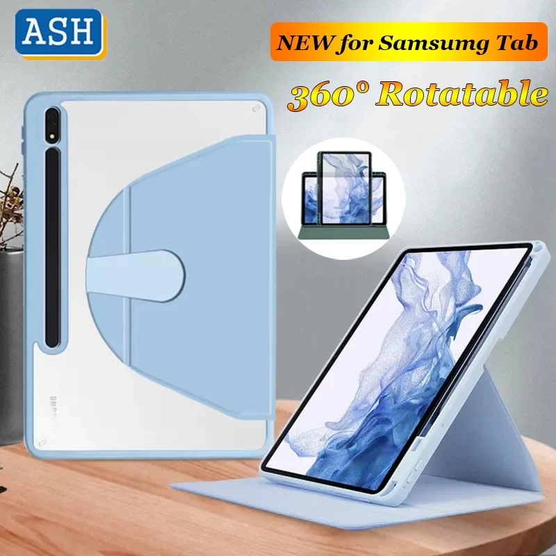 Custodia Con Rotazione Di 360 Gradi Ash Per Samsung Galaxy Tab S8 X700 S7 S6 Lite A8 10.5 X200 X205 A7 10.4 A7 Lite A 8.0 T290 T295 Cover