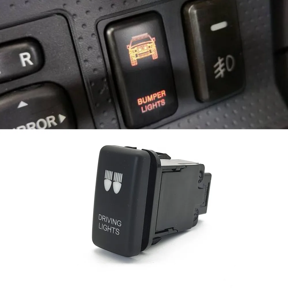 Per Toyota Tacoma Land Cruiser Reiz Hilux Prado 120 Fj Cruise Car Driving Lights Interruttore A Pulsante Singolo On-Off Arancione