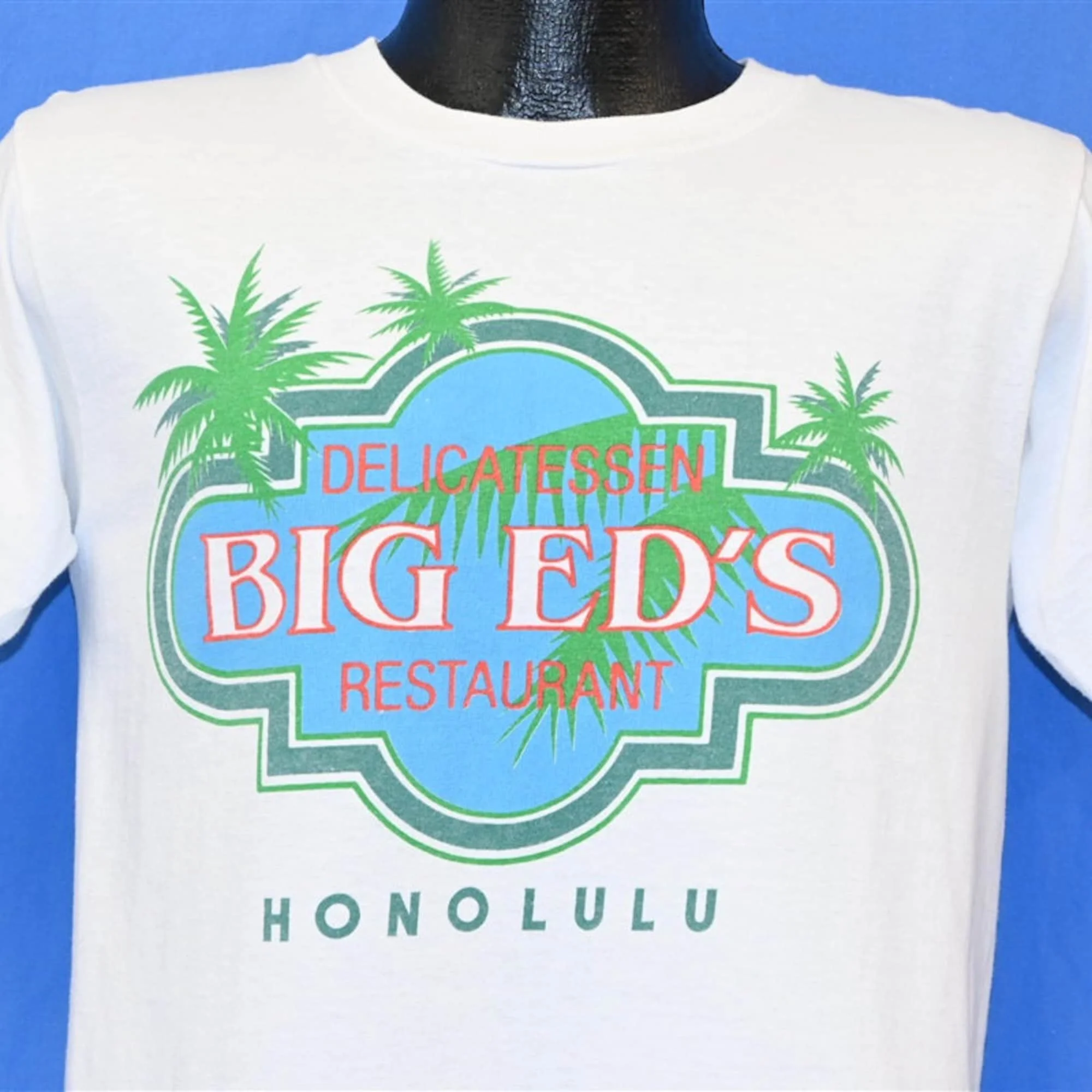 Maglietta Turistica Souvenir Delle Palme Delle Palme Delle Hawaii Del Ristorante Delicatessen Degli Anni '90 Di Big Ed Medium