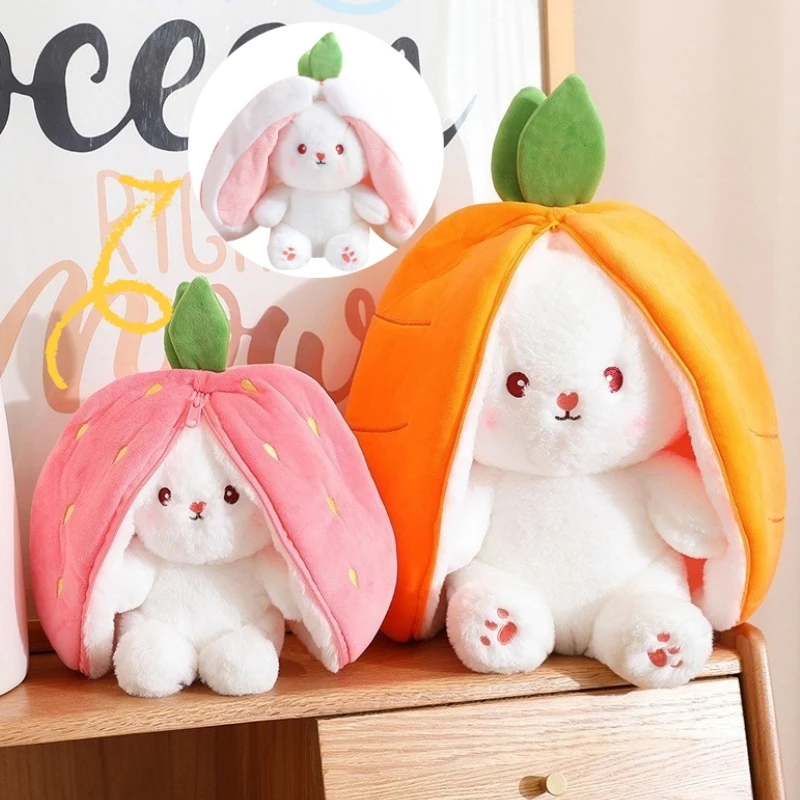 Coniglietto Farcito Peluche Reversibile Coniglio Bambola Trasformata Peluche Animale Carota Che Si Trasforma In Orecchie Coniglietti Giocattolo Regalo