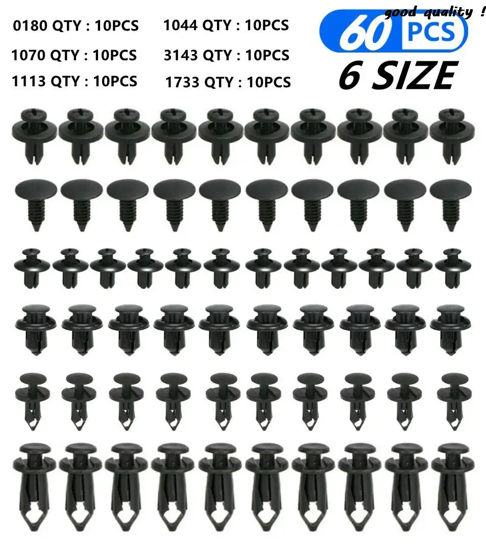 6 Dimensioni 60 Pezzi Clip Di Fissaggio Automatico Per Astra J Astra G Audi A3 8P Mercedes W211 Audi A3 8L Peugeot