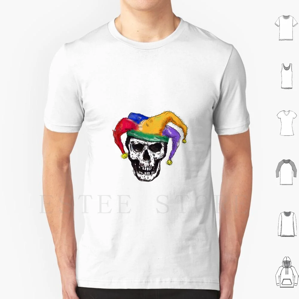 Jester Skull Laughing Tattoo T Shirt Print Cotton Tattoo Skull Jester Entertainer Fool Medievale Court Jester Laughing Missing